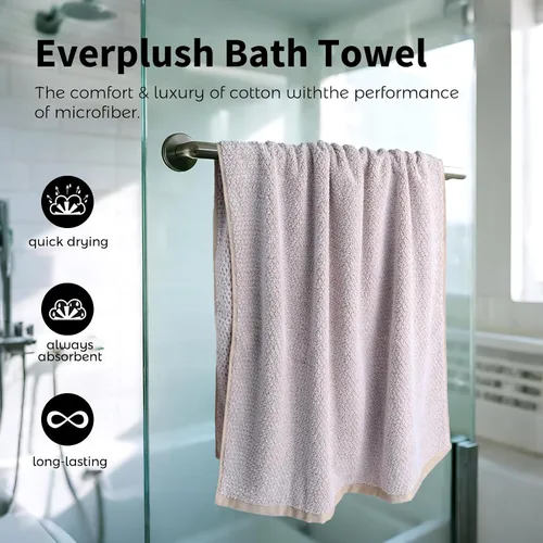 Vista 3 de Everplush Diamond Collection - Toalla de baño extragrande, 1 unidad, súper suave y altamente absorbente, de secado rápido y de gran tamaño, perfecta
