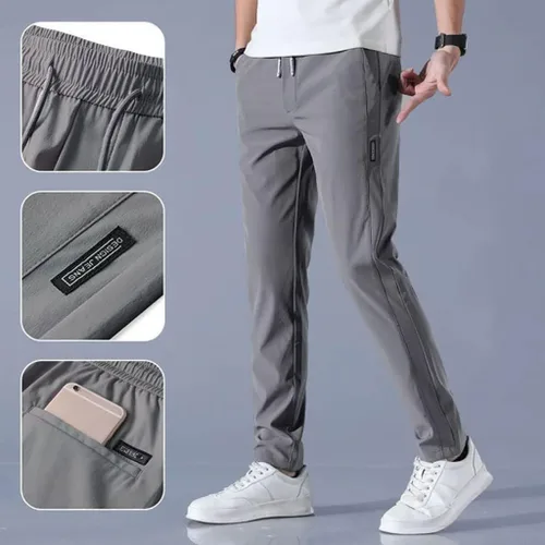 Vista 5 de lavifer Pantalones elásticos de secado rápido para hombre, pantalones transpirables para correr, con cordón y bolsillos