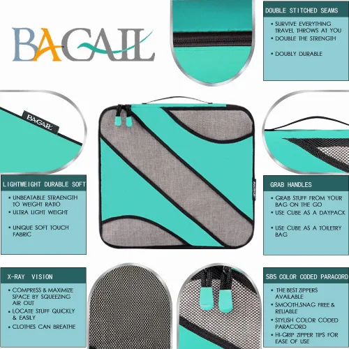 Vista 3 de BAGAIL - Juego de 6 cubos organizadores para maletas y equipaje