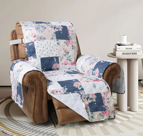 Vista 36 de Brilliant Sunshine Blue Plaids & Stripes - Funda para sillón de sofá, asiento de 23 pulgadas Patchwork Design, Non Slip Sofa Cover, Quilted
