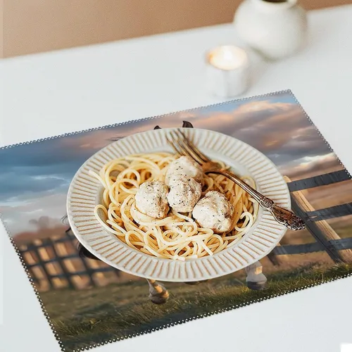 Vista 6 de Running in Field Wild Horses Placemats Set of 6 Resistant Table Mats Washable Place Mats for Dinner Party Table Decoration