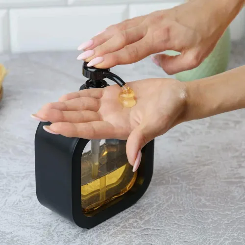 Vista 3 de Dispensador de jabón de manos para baño, dispensador moderno de jabón para platos para fregadero de cocina, recipiente de jabón líquido con bomba