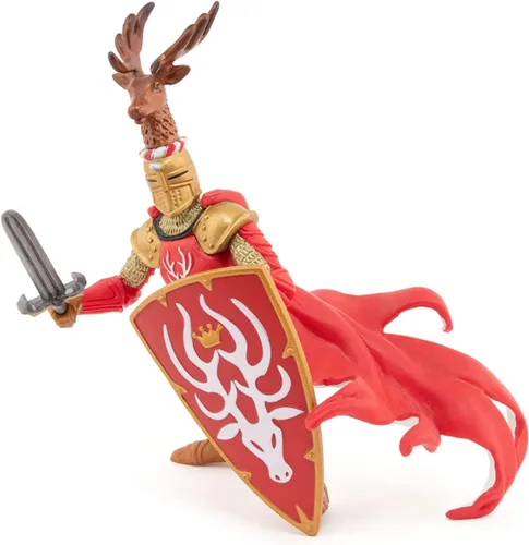 Vista 4 de Papo Figura de la era medieval, caballero ciervo rojo