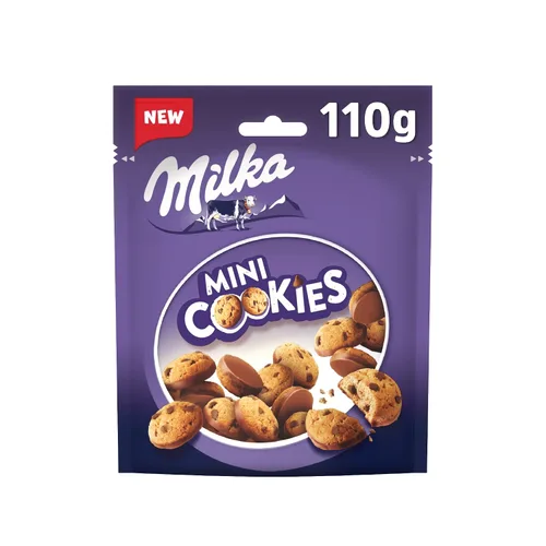 Vista 3 de Milka Mini galletas cubiertas con trozos de chocolate con leche alpino (importado), 3.88 oz