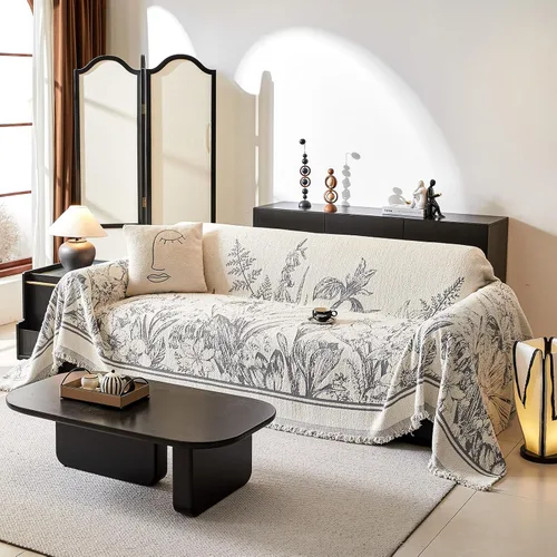 Vista 18 de DREAMINGO Funda para sillón reclinable con estampado floral verde y botánico de jacquard, 1 cojín, acogedora funda de felpilla para sala de estar