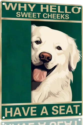 Vista 18 de Labrador Retriever - Letrero de metal con texto en inglés "Why Hello Sweet Cheeks Have A Seeks Have A Seeks" (1683)