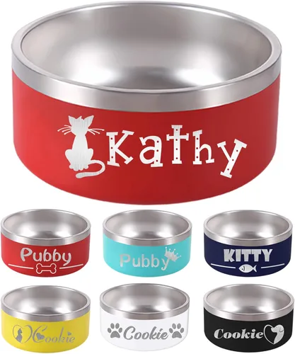 Vista 16 de Custom Dog Bowl Personalized Dog Bowls with Name Stainless Steel Non-Slip Negro