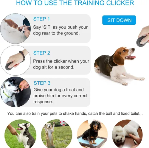 Vista 2 de Diyife Clicker de entrenamiento para perros, [4 piezas, multicolor] Clicker para perros para entrenamiento, entrenamiento de perros con correa