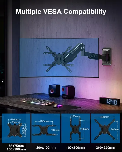 Vista 7 de Soporte de pared para monitor para máximo 43 pulgadas, soporte de monitor de pared individual premium con capacidad para hasta 33.1 libras, pantalla