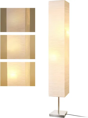 Vista 9 de Lámpara de pie moderna, regulable, 3 niveles de brillo, de papel, lámpara de pie alta con pantalla, lámparas de pie minimalistas de 55 pulgadas