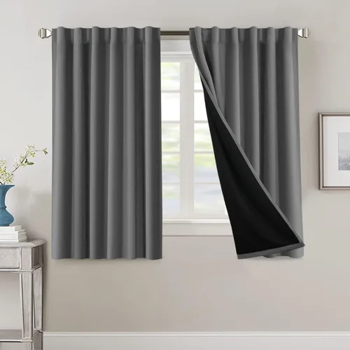 Vista 43 de H.VERSAILTEX Cortinas 100% opacas para dormitorio con forro negro, cortinas de oscurecimiento de habitación completa, con aislamiento térmico