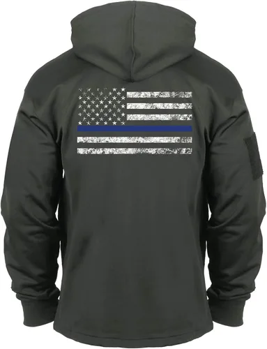 Vista 3 de Rothco Sudadera con capucha de transporte oculta de línea azul delgada, Negro