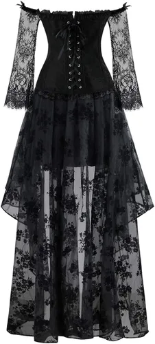 Vista 6 de Kimring - Corsé para mujer estilo victoriano con falda alta y baja