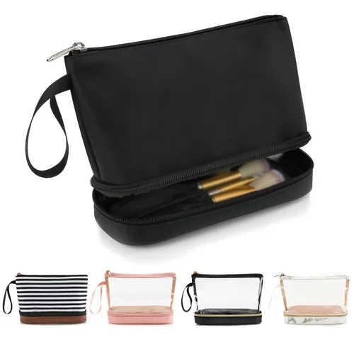 Vista 9 de Ethereal Bolsa de maquillaje de viaje, bolsa de cosméticos transparente, organizador de maquillaje, bolsa de aseo aprobada por la TSA, bolsa