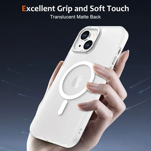 Vista 702 de Anuck - Funda magnética para iPhone 11 compatible con MagSafe, carcasa trasera mate translúcida dura, borde de TPU, delgada, resistente a impactos