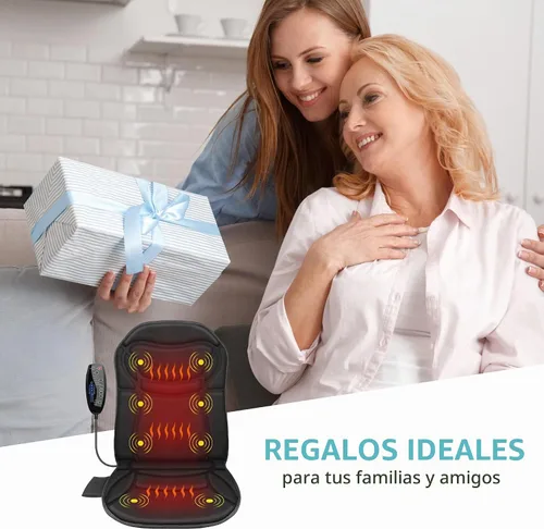 Vista 7 de Almohadilla para silla de masaje de espalda, masajeador de espalda con calor, 5 modos de vibración y 2 niveles de calor, cojín de asiento de masaje
