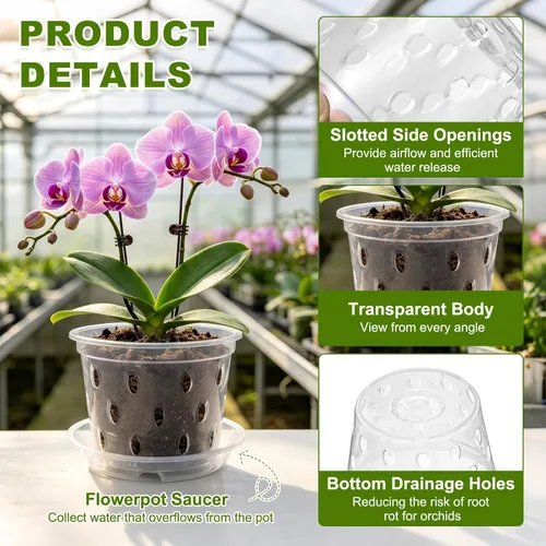 Vista 3 de METALLIXITY Macetas transparentes de orquídeas de 3 pulgadas con agujeros