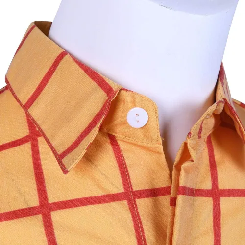 Vista 5 de Woody - Camisa de disfraz de vaquera Jessie para hombre, camisa casual de trabajo a cuadros con botones y manga larga
