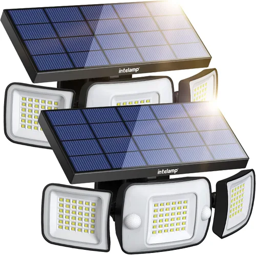 Vista 10 de intelamp Luces solares para exteriores, sensor de movimiento de 6000mAh con sensores duales, luces solares impermeables de inundación de 270°