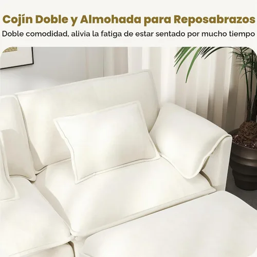 Vista 5 de Real Relax 145'' Sofá seccional modular, sofá convertible de 4 plazas con chenilla, 8 almohadas y 2 reposabrazos para sala de estar, oficina