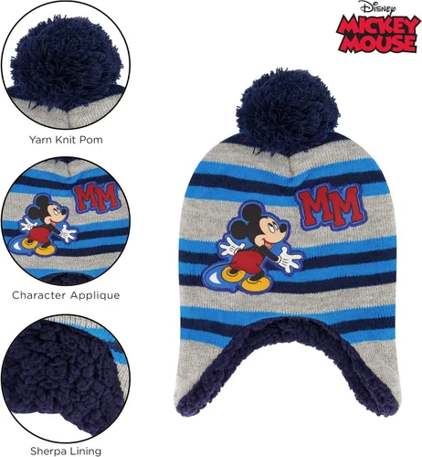 Vista 3 de Disney boys Winter Hat and Mitten Set, Mickey Mouse Toddler Beanie for Ages 2-4