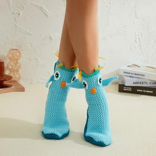 Vista 4 de Calcetines divertidos de animales para niños y adultos, calcetines de punto de tiburón de dibujos animados, calcetines de piso de animales