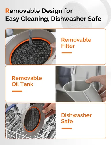 Vista 7 de Campana extractora de cocina portátil, ventilador silencioso de 3 velocidades para encimera con filtros de carbono duales, taza de aceite grande