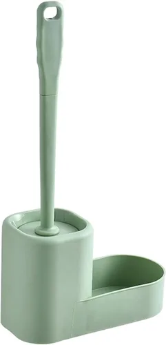 Vista 10 de Escobilla de inodoro con soporte, juego de gancho extra y mango antideslizante, cepillo de baño para limpieza profunda y secado rápido, cepillo