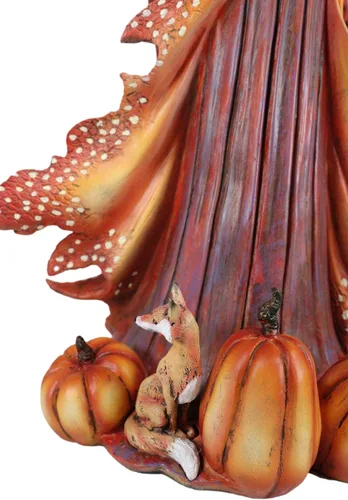 Vista 4 de Ebros Gift Amy Brown Fantasy Holiday Pumpkin Queen Autumn Fairy Holding Staff with Owl Statue 17.5" de alto Fantasy Fall Season Mythical Faery