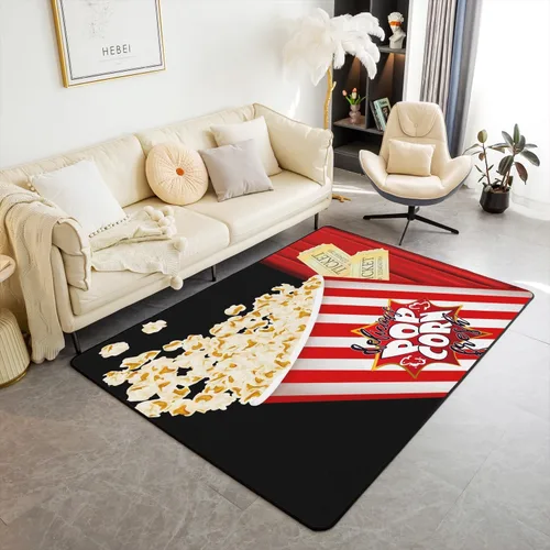 Vista 36 de jejeloiu Juego de alfombras de sala de estar, decoración de cine y noche, juego de alfombras de área de 3 x 5 con palomitas de maíz para interiores