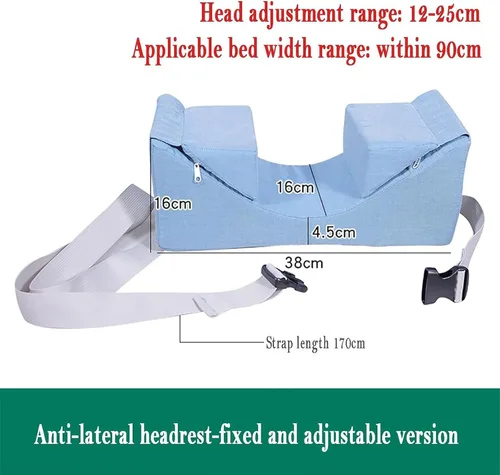 Vista 5 de Reposacabezas antilateral, almohada de esponja curvada, ajustable y extraíble, protege la columna cervical de los ancianos, rango de ancho de cama