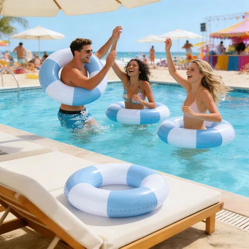 Vista 6 de 4 flotadores inflables para piscina, anillos de natación de 35 pulgadas, tubo interior grande, anillos de natación, tumbona de piscina, flotador