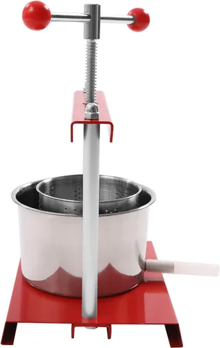 Vista 5 de Prensa de vino de frutas de acero inoxidable 0.8 galones (3L), prensa manual de jugos, quesos de vino, frutas y verduras para jugo, verduras, vino