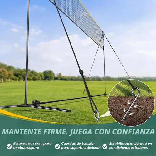 Vista 12 de 3-in-1 Volleyball Badminton Pickleball Net Set Adjustable Height Negro