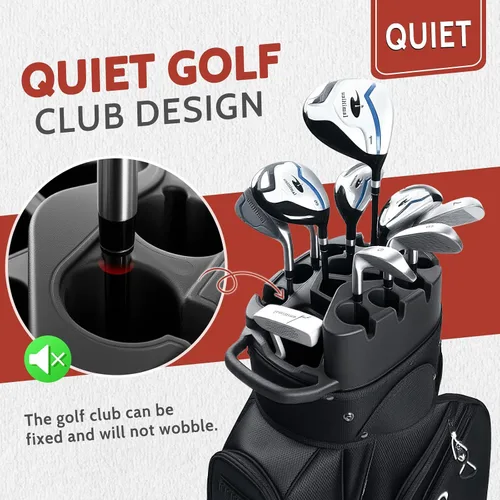 Vista 2 de UNIHIMAL Bolsa de carrito de golf de 14 vías Pro con divisor de longitud completa, bolsa de golf para hombres con asas y cubierta para lluvia