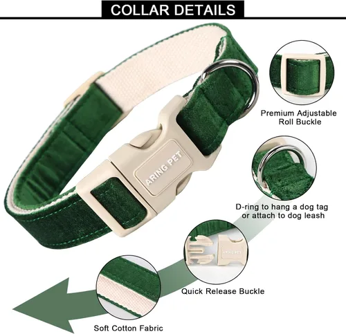 Vista 2 de Aring Pet Collar de algodón, ligero y ajustable, con hebilla de liberación rápida, para perros pequeños, medianos y grandes, para cachorros