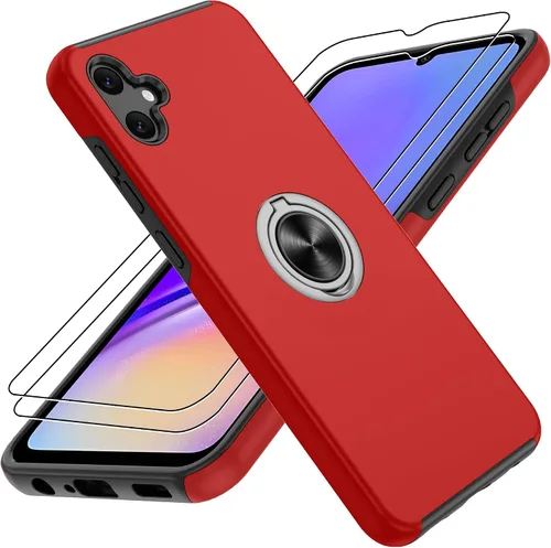 Vista 76 de Gritup - Funda para Galaxy A05S con protector de pantalla HD×2, funda protectora para teléfono a prueba de golpes con soporte magnético de anillo
