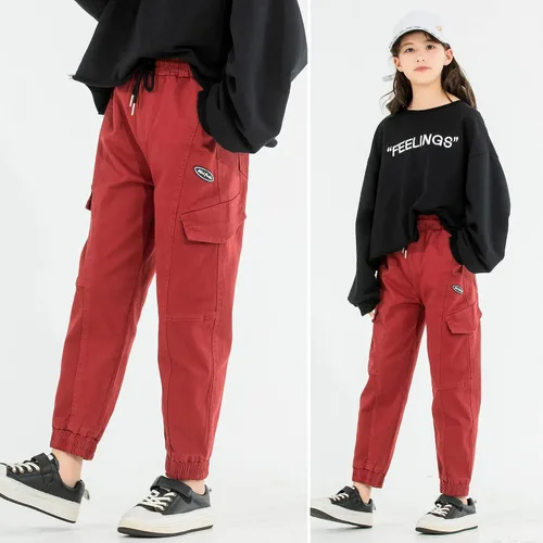 Vista 4 de MINI PANDA Pantalones para niñas, elásticos, holgados, tallas 6-16, de moda