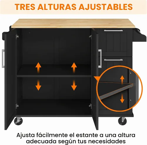 Vista 6 de Yaheetech Isla de cocina enrollable de 49 pulgadas de ancho