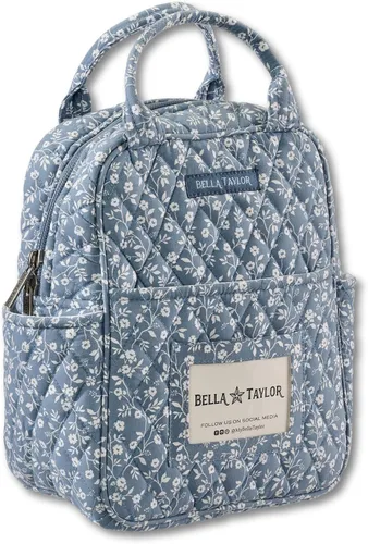 Vista 10 de Bella Taylor Bolsa de almuerzo acolchada de algodón para mujer, apta para alimentos, con forro de PEVA fácil de limpiar, diseño floral burdeos