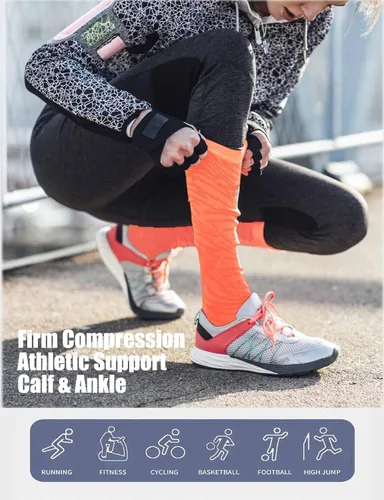 Vista 5 de Rolxmed Calcetines deportivos de compresión para correr, fútbol, béisbol, para jóvenes, mujeres y hombres, 15-20 mmHg, ajuste delgado (1 par3 pares)