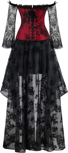 Vista 5 de Kimring - Corsé para mujer, estilo victoriano, con falda alta y baja