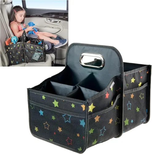Vista 11 de High Road Organizador de coche con portavasos – Organizador de asiento delantero para conductores o organizador de asiento trasero para niños
