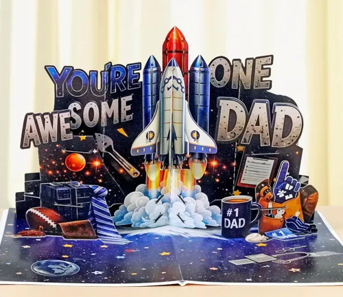 Vista 3 de CUTPOPUP - Impresionantes tarjetas para el día del padre, tarjetas de cumpleaños para hombres, regalos de idea 3D para él, tarjetas de cumpleaños