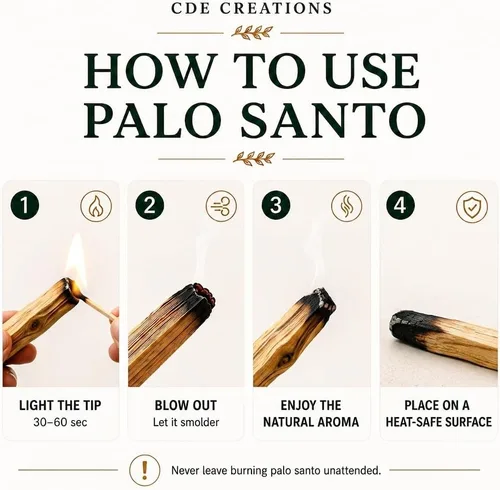 Vista 2 de 20 palitos de Palo Santo, madera natural prémium para limpieza