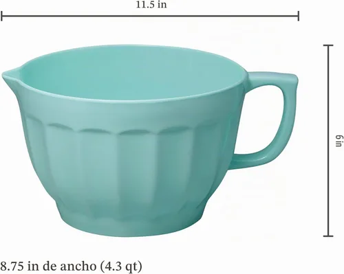 Vista 2 de UP UPware Tazón de melamina estilo Latte con boquilla de vertido, mango y base antideslizante, mango de agarre para mezclar y verter fácilmente Azul