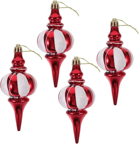 Vista 10 de Amosfun Adornos colgantes para árbol de Navidad, 4 piezas de colgantes de calabaza pintados, decoraciones de Navidad para árbol, mesa, chimenea