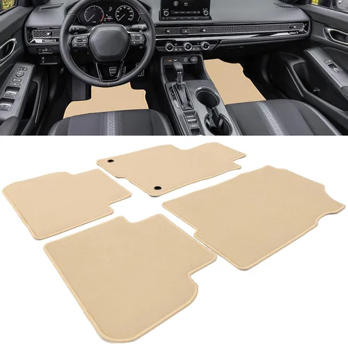 Vista 2 de IKON MOTORSPORTS, Alfombrillas compatibles con Honda Civic 2022-2026 y Acura Integra 2023-2026, juego de 4 alfombras de repuesto de nailon beige