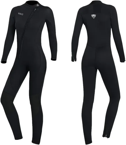 Vista 9 de Trajes húmedos para mujeres y hombres, traje de neopreno de cuerpo completo de 3MM, traje de buceo en agua fría, manga larga, cremallera frontal