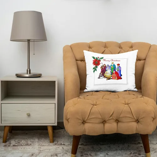 Vista 3 de 3dRose pc_26678_1 Nativity Merry Christmas-Pillow Case, 16 by 16